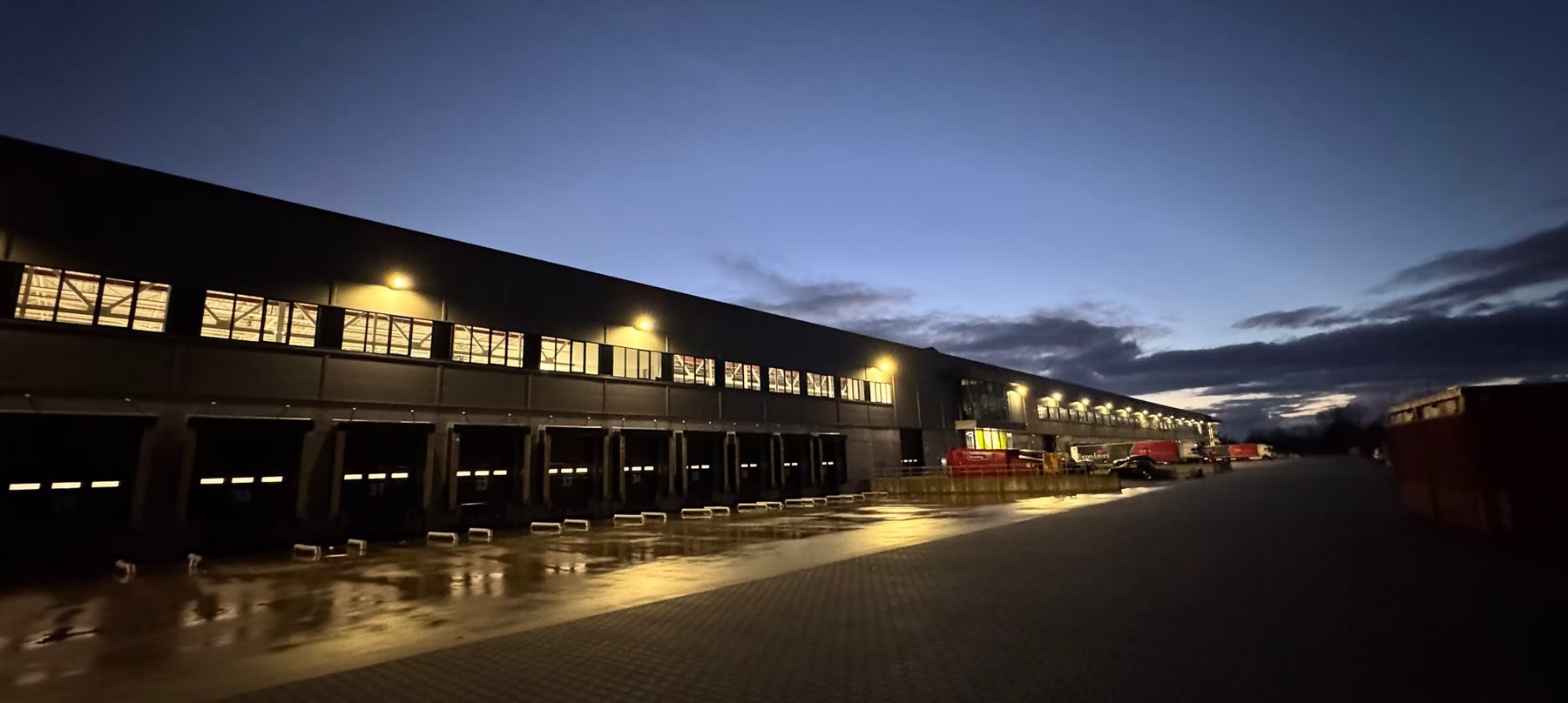 Moolenaar Group logistics facility at dusk